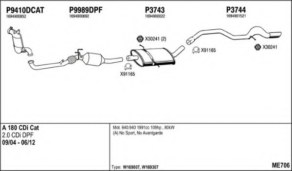 FENNO ME706 Exhaust System